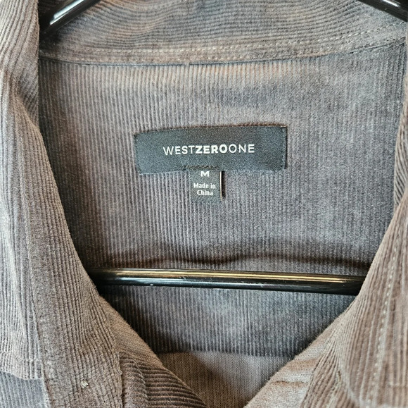 WestZeroOne Mens Charcoal Gray Corduroy Shirt Jacket Sz M All Cotton Button - Picture 4 of 10